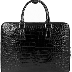 Mens Crocodile Leather Business Briefcase Bag For Laptop,Large Volumn